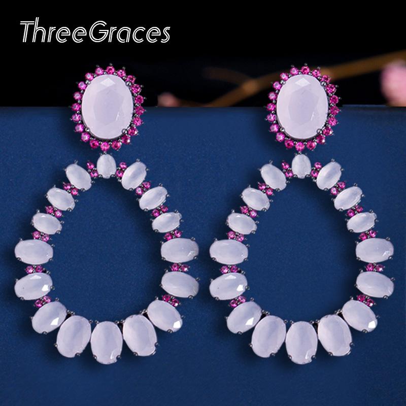 Dangle & Chandelier ThreeGraces 50MM Cute Oval Design Milk Pink CZ Zircon Dress Engagement Party Big Earrings For Women Jewelry Gift ER386, Silver
Dangle & Chandelier ThreeGraces 50MM Cute Oval Design Milk Pink CZ Zircon Dress Engagement Party Big Earrings For Women Jewelry Gift ER386, Silver
