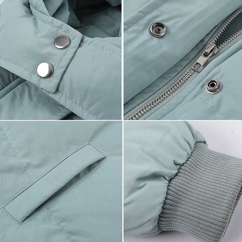 Korean Style Winter Women Down Jacket Oversize Loose Hooded Female Puffer Jackets Short Padded Solid Womens Coat 210910