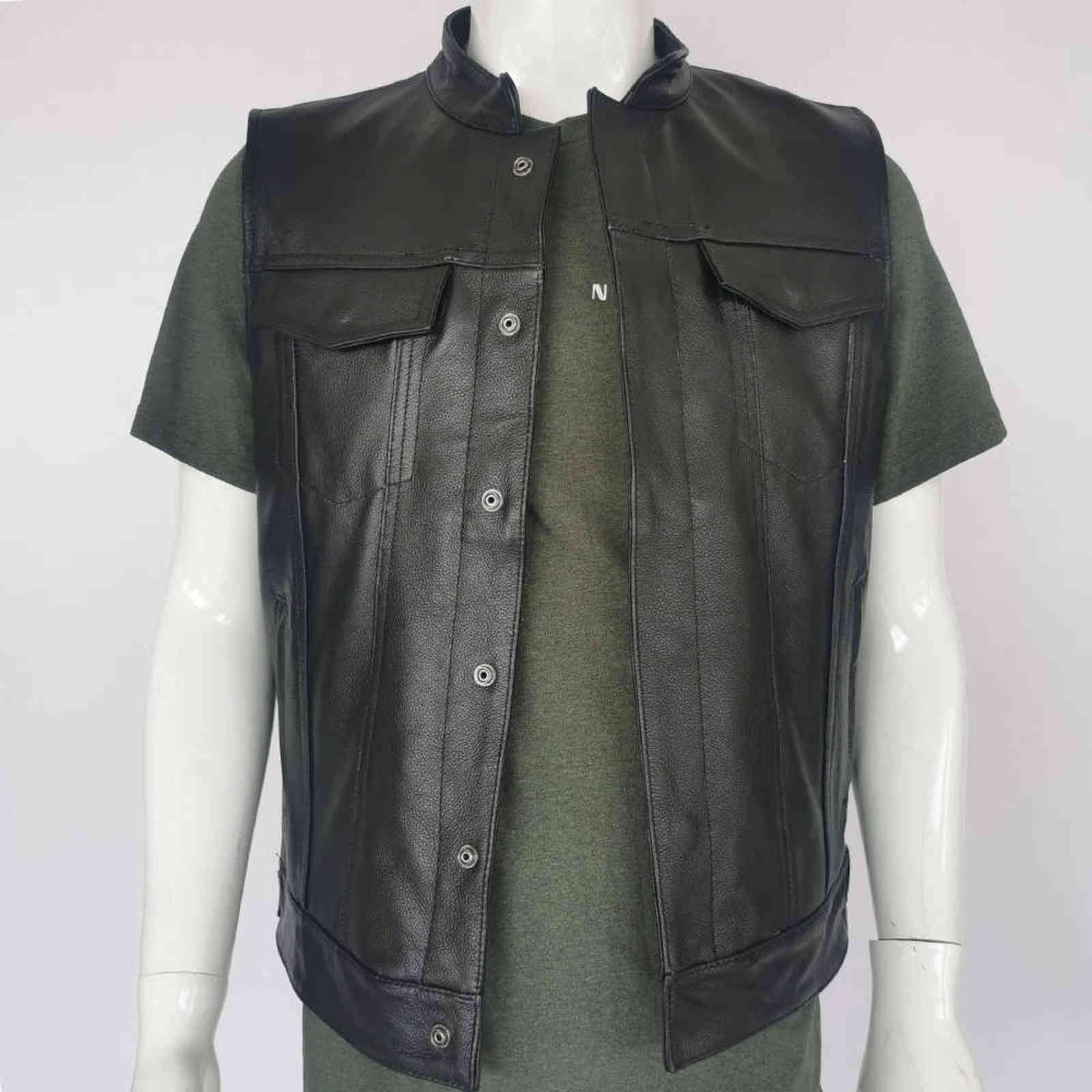 Classical Motorcycle Biker Leather Vest Men Genuine Leather Sleeveless Jackets 100% REAL Cowhide/Sheepskin Asian Size S-6XL M232 211111