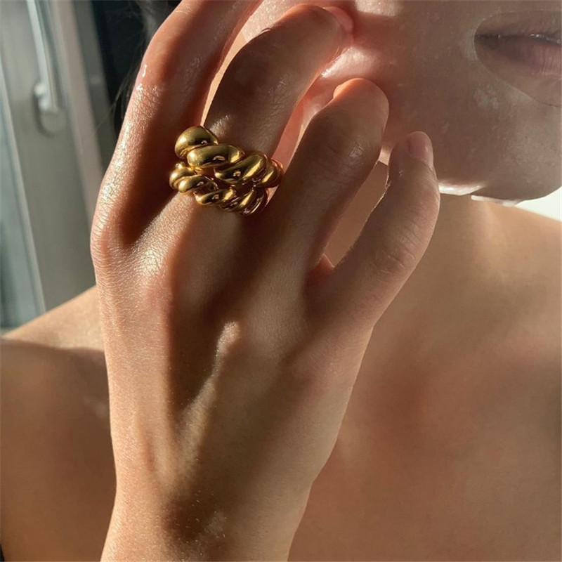 Authentic 925 Sterling Silver Open Rings for Women Adjustable Finger Rings Curved Wide Geometric Punk Ring Fine Jewelry
