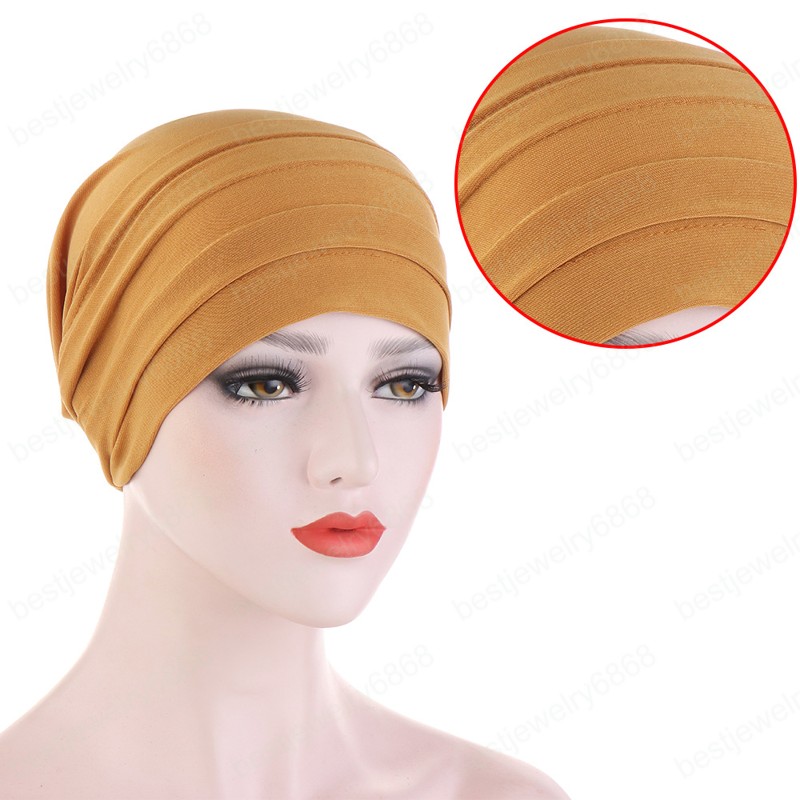 Women Stretchy Turban Hat Head Wrap Cotton Hijab Cap Solid Soft Headscarf New Fashion Muslim Scarf Muslim Turban for Women