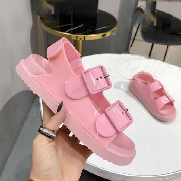 Women fashion jelly Shoes Platform Sandals Outdoor Beach Flip Flops Candy Colors Party Shoe Size 35-40 With box