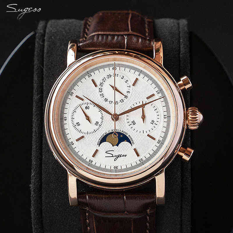 Sugess Mechanical Men Watch Seagull Movement ST1908 Chronograph Vintage Moonphase Genuine Leather Band Waterproof 50ATM ST19 211231, Slivery;brown
Sugess Mechanical Men Watch Seagull Movement ST1908 Chronograph Vintage Moonphase Genuine Leather Band Waterproof 50ATM ST19 211231, Slivery;brown