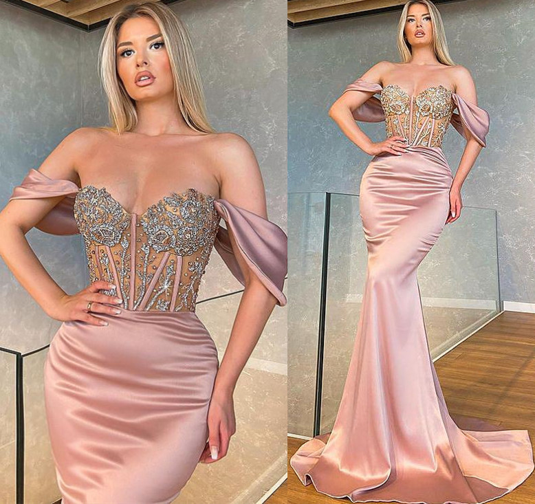 2021 Plus Size Arabic Aso Ebi Lace Beaded Mermaid Prom Dresses Sweetheart Satin Sexy Evening Formal Party Second Reception Bridesmaid Gowns Dress ZJ44