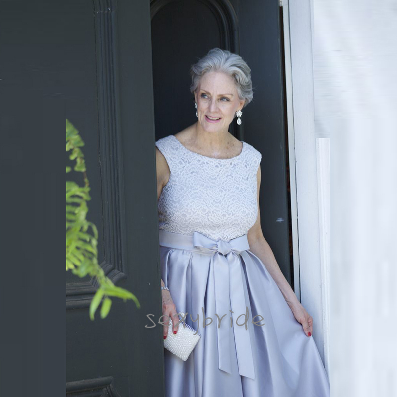 Elegant Lilac Mother Of The Bride Dresses With Pockets A-Line High Low Lace Satin Wedding Guest Party Dress Plus Size Cheap Evening Gowns