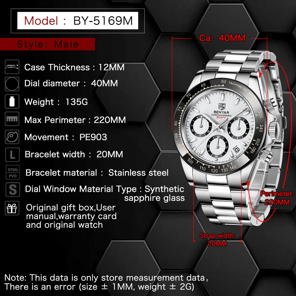 Relojes Hombre 2021 BENYAR New Watches Men Luxury Brand Chronograph Male Sport Watches Waterproof Stainless Steel Quartz Watchg, White
Relojes Hombre 2021 BENYAR New Watches Men Luxury Brand Chronograph Male Sport Watches Waterproof Stainless Steel Quartz Watchg, White