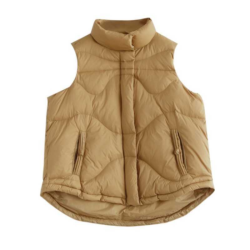 Women Winter Autumn Down Vest Black Stand Collar Gilet Sleeveless Puffer Parkas Female Waistcoat Duck 210909wtt