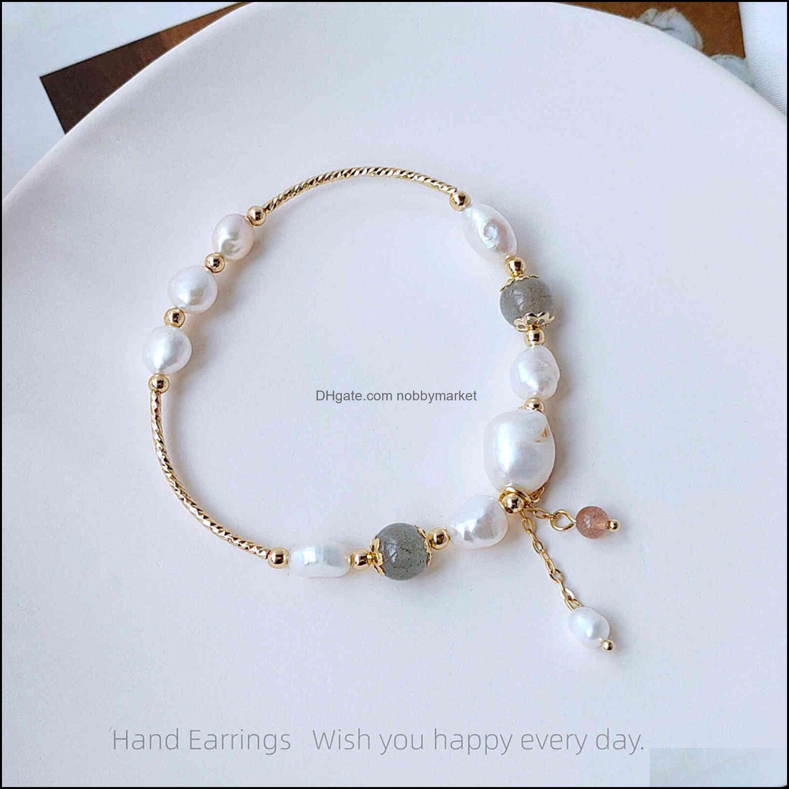 Charm Bracelets Jewelry Bright Eyes Handmade Natural Freshwater Pearl Moonstone Bracelet Korean Versatile Temperament Simple Girl Drop Deliv
Charm Bracelets Jewelry Bright Eyes Handmade Natural Freshwater Pearl Moonstone Bracelet Korean Versatile Temperament Simple Girl Drop Deliv
