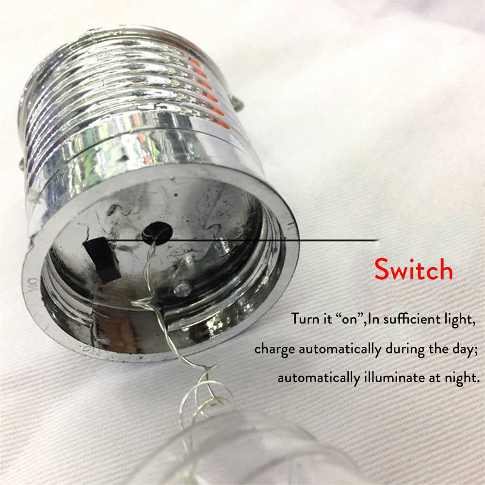 10X Solar Light Bulbs Outdoor Waterproof Garden Camping Hanging LED Light Lamp Bulb Globe Hanging Lights for Home Yard Christmas H1237448