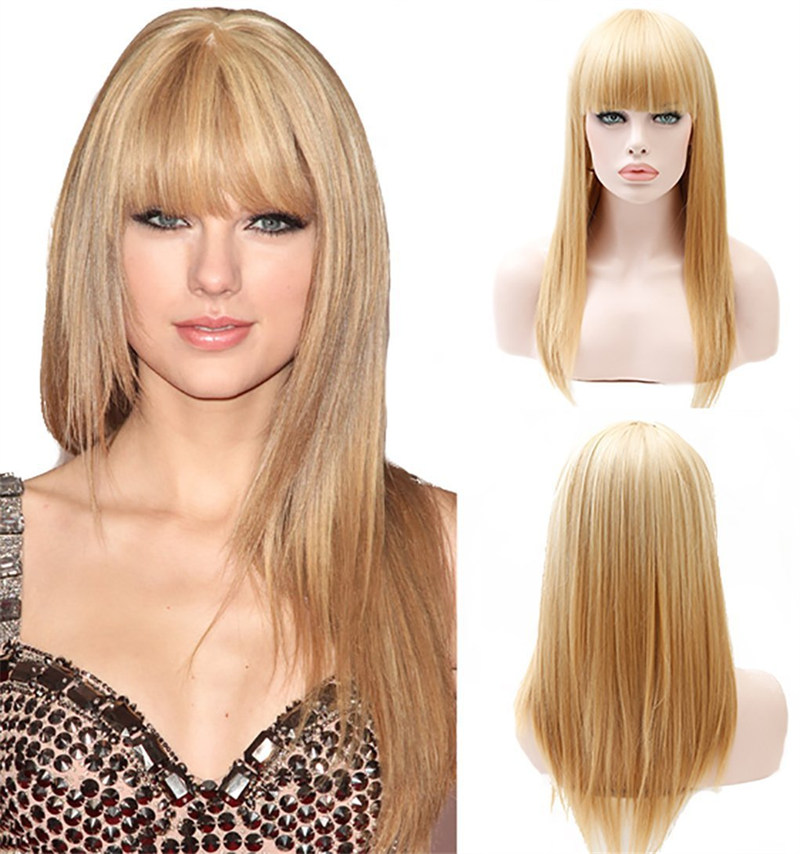 Blonde Synthetic Wig With Bangs Simulation Human Hair Wigs perruques de cheveux humains That Look Real C015, A003
Blonde Synthetic Wig With Bangs Simulation Human Hair Wigs perruques de cheveux humains That Look Real C015, A003