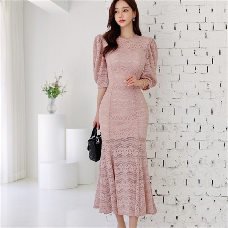High Quality Women Sexy O-neck Lace Vintage Party Dresses Vestidos Ladies Stitching Fashion Elegant Female Slim Dress 210603, Pink
High Quality Women Sexy O-neck Lace Vintage Party Dresses Vestidos Ladies Stitching Fashion Elegant Female Slim Dress 210603, Pink