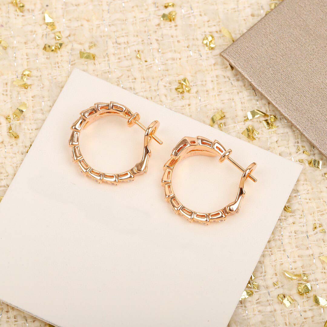 S925 silver top quality snake shape charm dangle stud earring with diamond in two colors plated for women man wedding jewelry gift have box stamp PS32