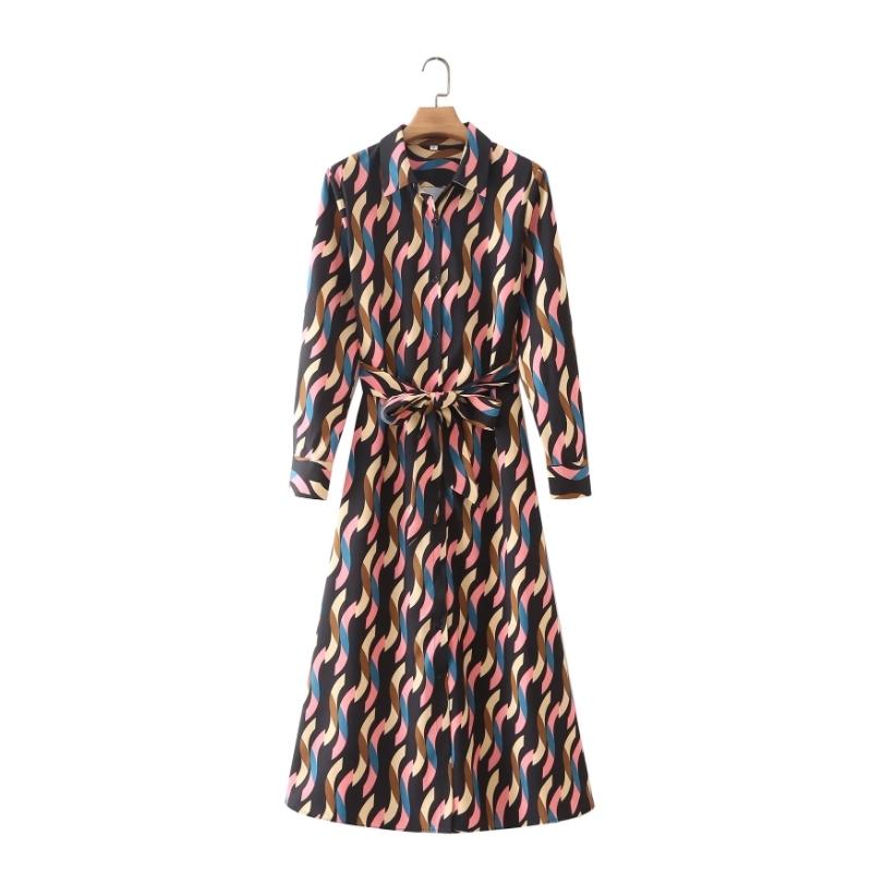 Casual Dresses Women Colored Wavy Pattern Sashes Midi Shirt Dress Female Long Sleeve Clothes Lady Loose Vestido D8700, Black;gray
Casual Dresses Women Colored Wavy Pattern Sashes Midi Shirt Dress Female Long Sleeve Clothes Lady Loose Vestido D8700, Black;gray