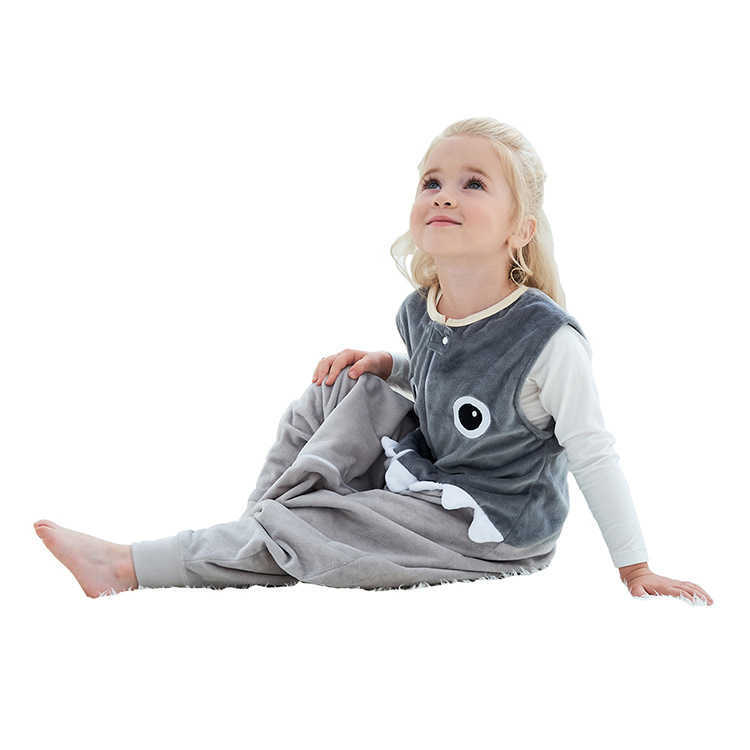 Jumpsuits Toddler Cartoon Clothes Spring Autumn Sleeping Bag Flannel Baby Girl Pajamas Boys Sleep 2 4 6 Years 210910