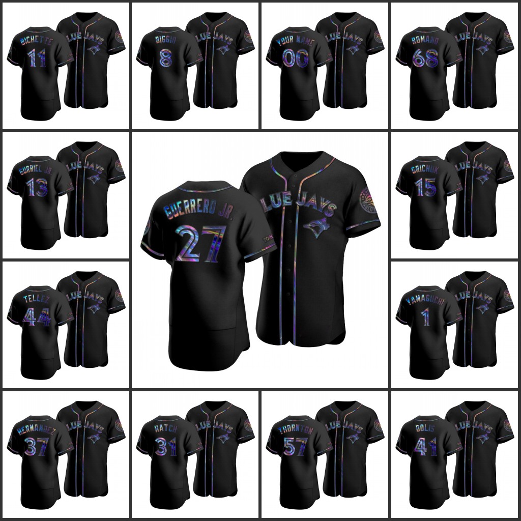 Men Toronto BlueJays #27 Vladimir Guerrero Jr. 11 Bo Bichette 31 Thomas Hatch Custom Women Youth Iridescent Holographic Limited Authen, Black
Men Toronto BlueJays #27 Vladimir Guerrero Jr. 11 Bo Bichette 31 Thomas Hatch Custom Women Youth Iridescent Holographic Limited Authen, Black