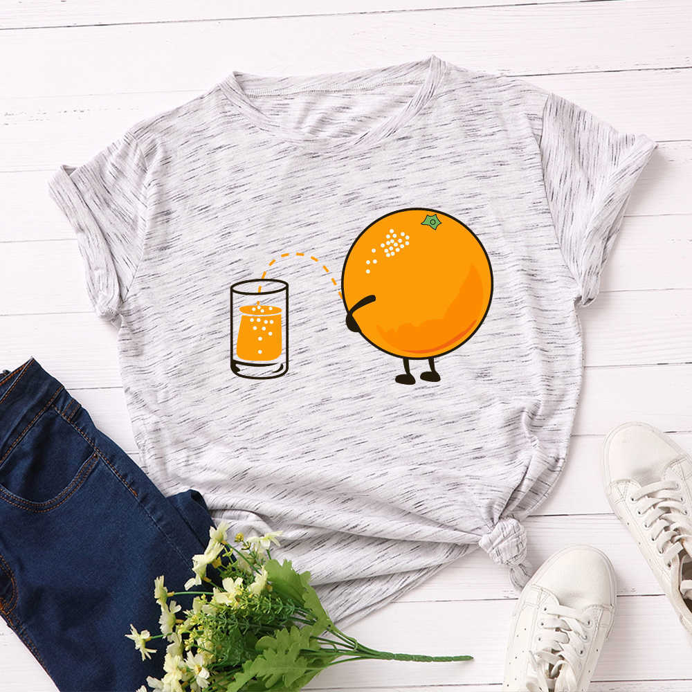 Funny Orrange 100% Cotton Women T-Shirt Casual Loose O-Neck Short Sleeve Harajuku Female Tees W740 210526