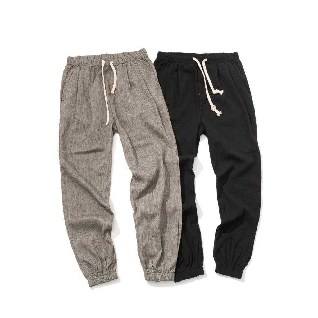 Drop Men Harajuku Streetwear Harem Pants Mens Summer Linen Thin Sweatpants Male Black Sweatpants 5XL Joggers 210930
