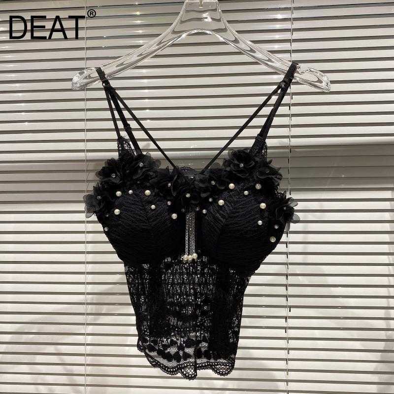 DEAT Women Three-dimensional Petal Pearl Lace Camis Arrivals Sexy Backless Temperament Fashion Spring Summer 11D914 210709, Black
DEAT Women Three-dimensional Petal Pearl Lace Camis Arrivals Sexy Backless Temperament Fashion Spring Summer 11D914 210709, Black