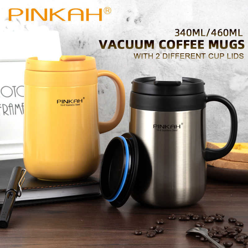 Pinkah Coffee Thermo Mug 350ml 460ml Office Vacuum Flasks Home Thermos Cup With Handle Insulated Mug Thermos As Gift 210913