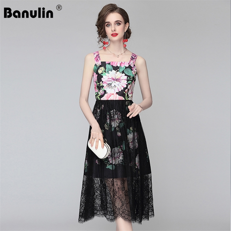 Banulin Summer Runway Elegant Vacation Dress Women Spaghetti Strap Floral Print Black Lace Splicing Midi N69123 210603, Graph coloring
Banulin Summer Runway Elegant Vacation Dress Women Spaghetti Strap Floral Print Black Lace Splicing Midi N69123 210603, Graph coloring