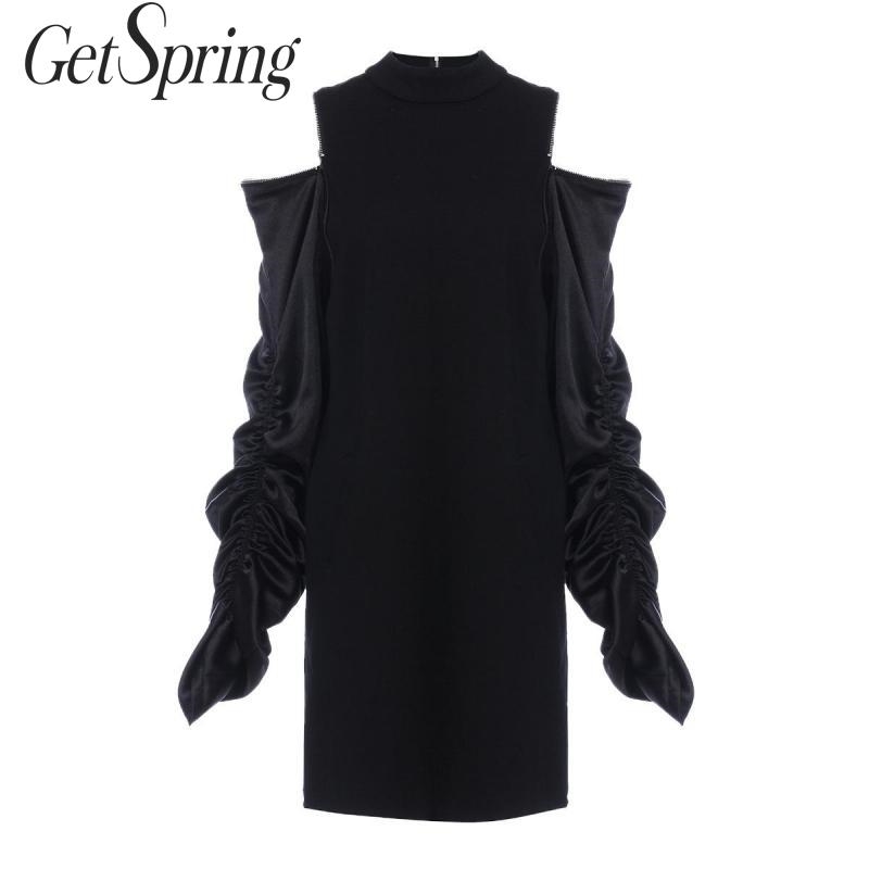 GetSpring Women Dress Off Shoulder Long Sleeve es Zipper Pleated Sweatshirt All Match Bottoming Black Mini es 210601 
GetSpring Women Dress Off Shoulder Long Sleeve es Zipper Pleated Sweatshirt All Match Bottoming Black Mini es 210601
