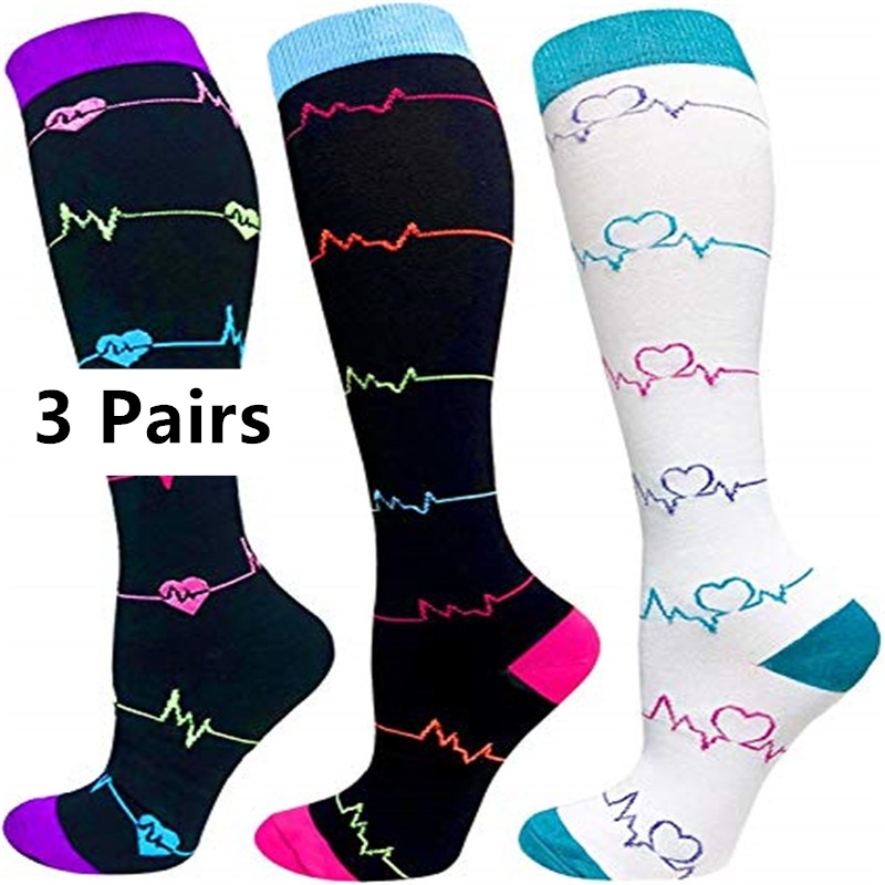 Medias De Compresion Compression Socks Women Men 3 Pairs Knee High Sports Cycling Sock Compression Medias Compresivas 210727