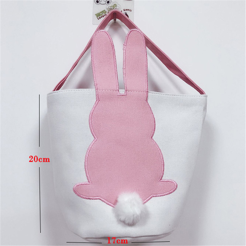 Party Easter Egg Storage Basket Canvas Bunny Ear Bucket Creative Gift Bag With Rabbit Tail Decoration 8 Styles Free shipping