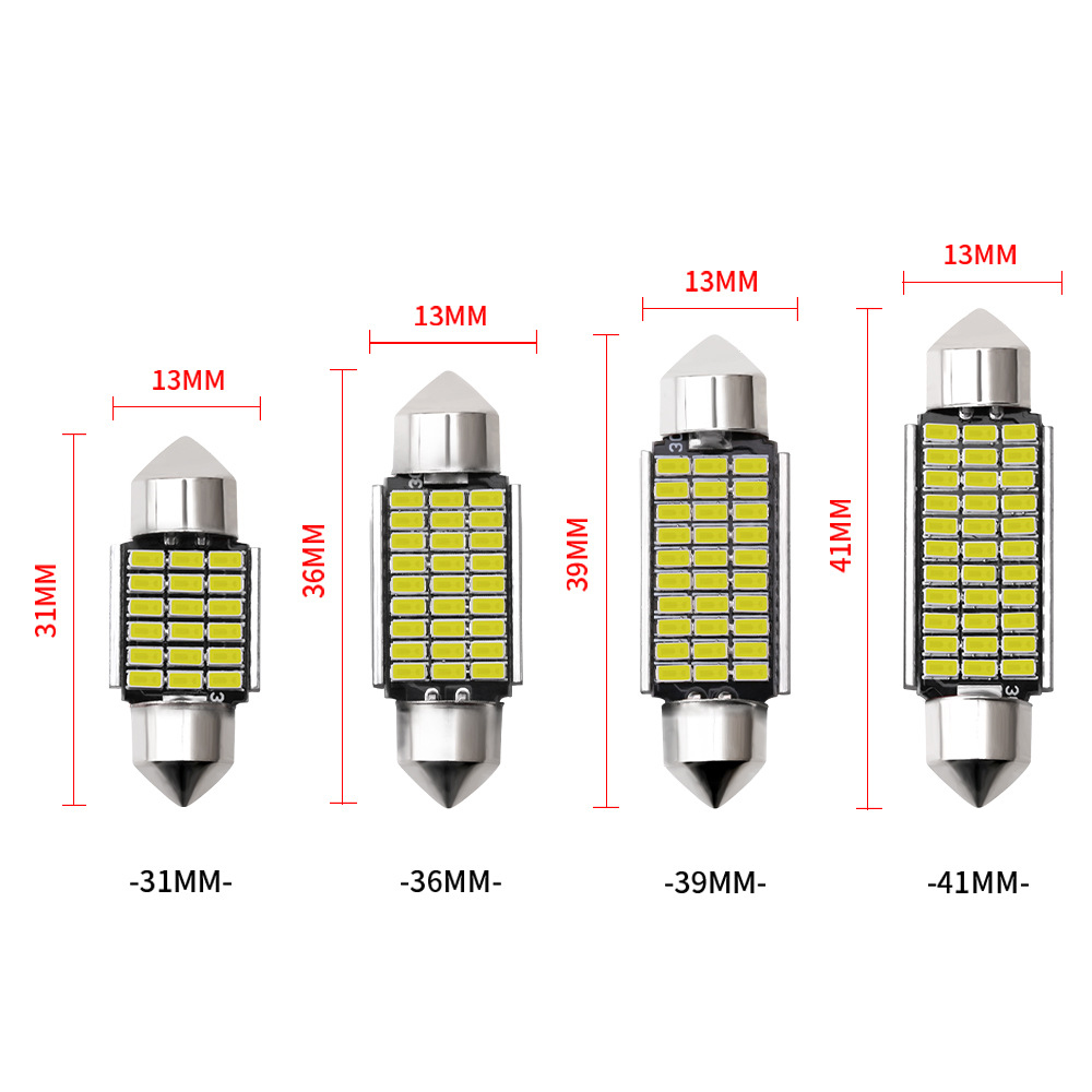 Car Festoon LED Bulb Super Bright Lights 31mm 36mm 39mm 41mm 3014 SMD C5W C10W SUV License Plate Light Auto Interior Reading Dome Lamp Door Lamps