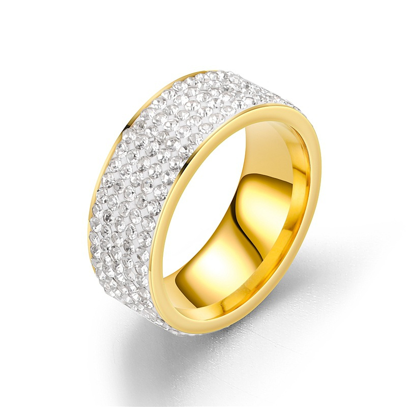 Five Rows Diamond Stainless Steel Ring Handamde Men Women Lovers Gift Rings Jewelry