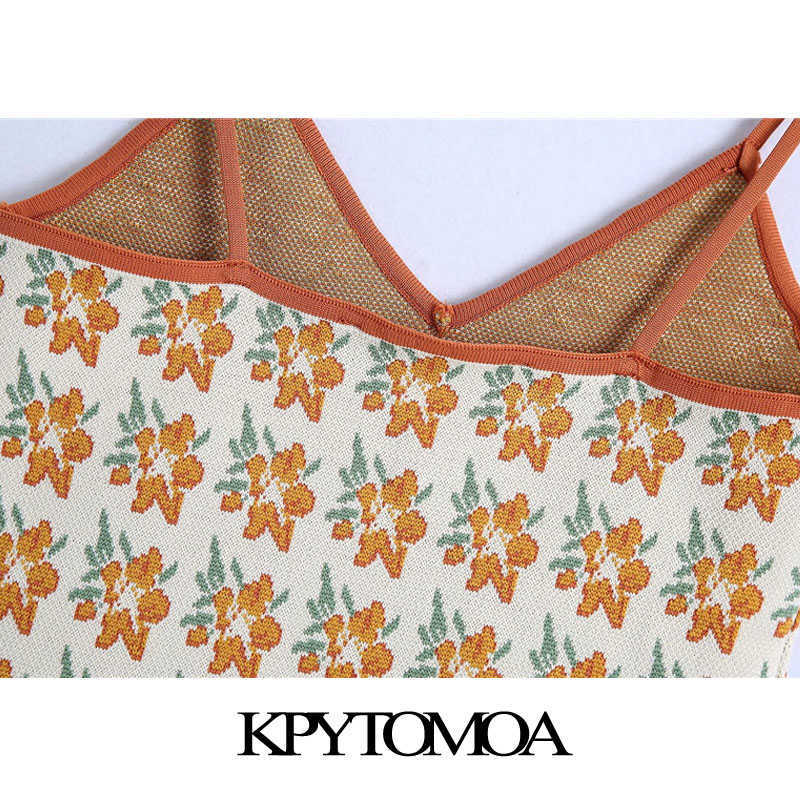 KPYTOMOA Women Sweet Fashion Jacquard Cropped Knitted Tank Top Vintage Backless Thin Straps Female Camis Chic Tops 210625