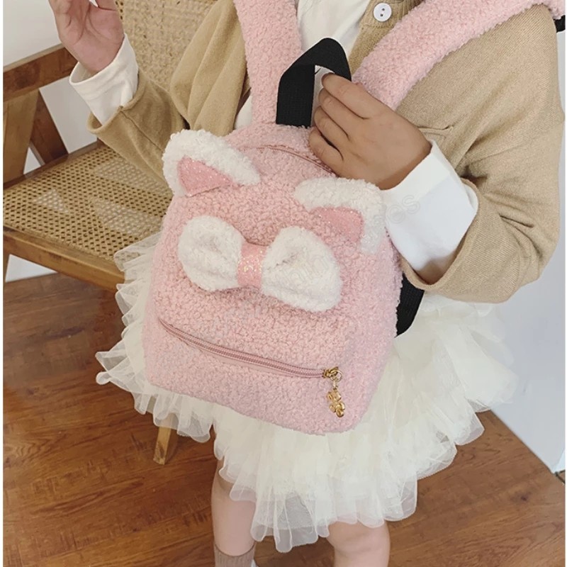 Kids Mini Backpack Purse Cute Bow School Bags for Baby Girl Kawaii Plush School Backpack