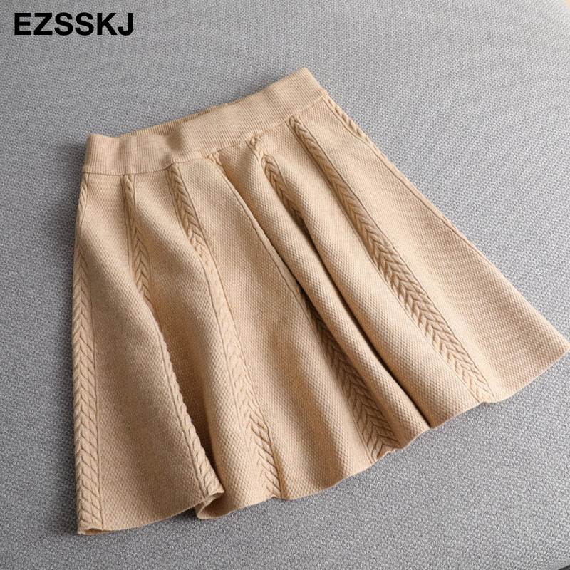 casual Aline mini sweater thick skirt female autumn winter sweater sun skirt women girl short sweaterskirt 210306