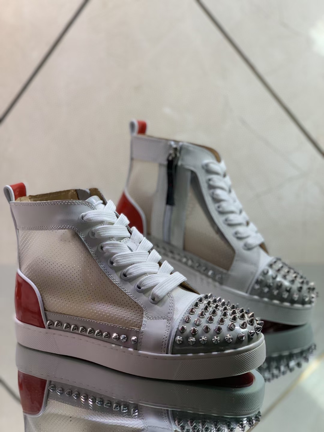 Designer Sosoxy Junior Spikes High Top Shoes Sneakers Men's Red Bottom Summer PVC Breathable Leisure Flats Outdoor Women's Sports, Black
Designer Sosoxy Junior Spikes High Top Shoes Sneakers Men's Red Bottom Summer PVC Breathable Leisure Flats Outdoor Women's Sports, Black