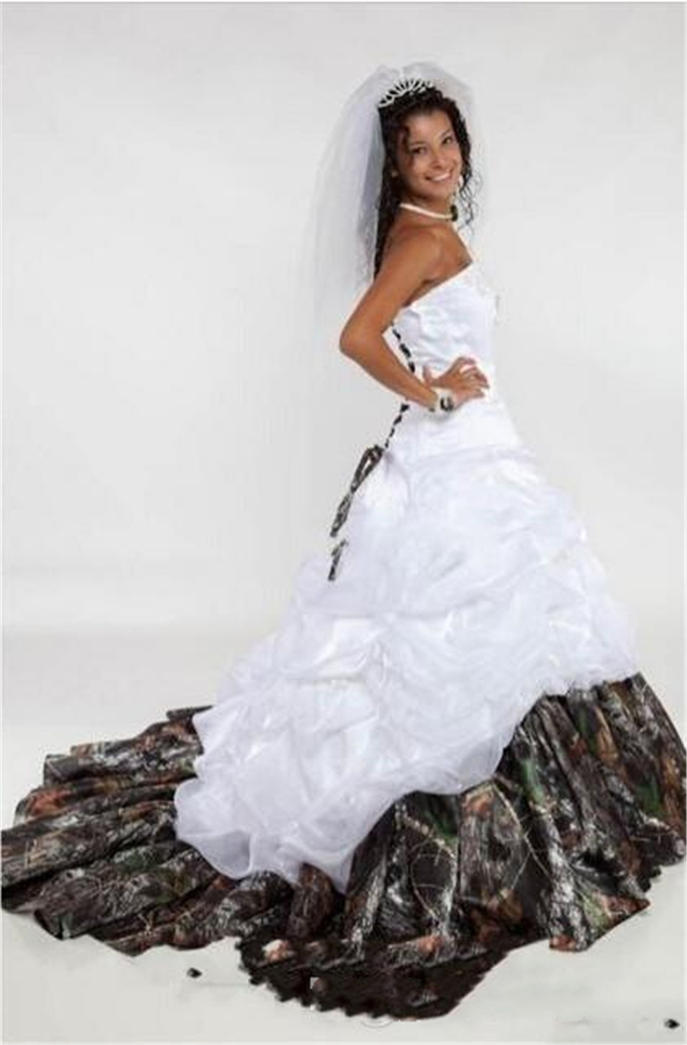 vintage camo wedding dress sweetheart lace up strapless sleeveless appliques a line satin country bridal vestidos de noiva