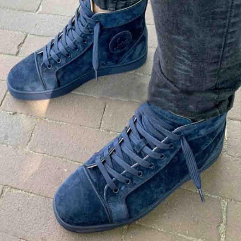 Newest Mens Red Bottom Sneakers women High-top Suede Leather Spikes Sneaker Women Leather Studded Sneakers Lace Up Party shoes Gey, Black
Newest Mens Red Bottom Sneakers women High-top Suede Leather Spikes Sneaker Women Leather Studded Sneakers Lace Up Party shoes Gey, Black