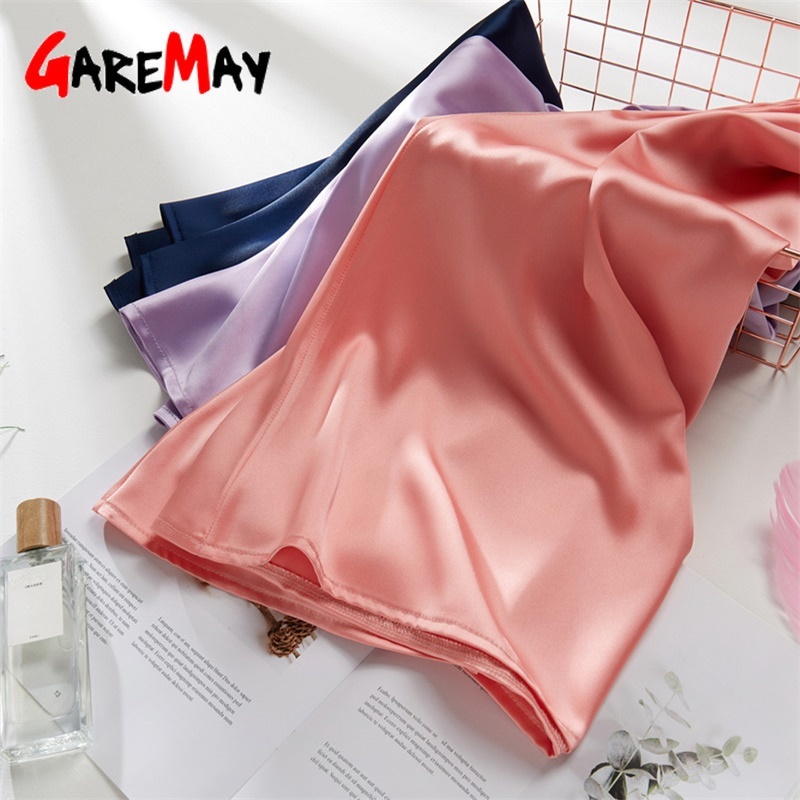 Women's Pink Green Silk Satin Skirt Vintage Korean Style Long High Waist Midi Skirt For Women A-Line Elegant Skirts Summer 210309