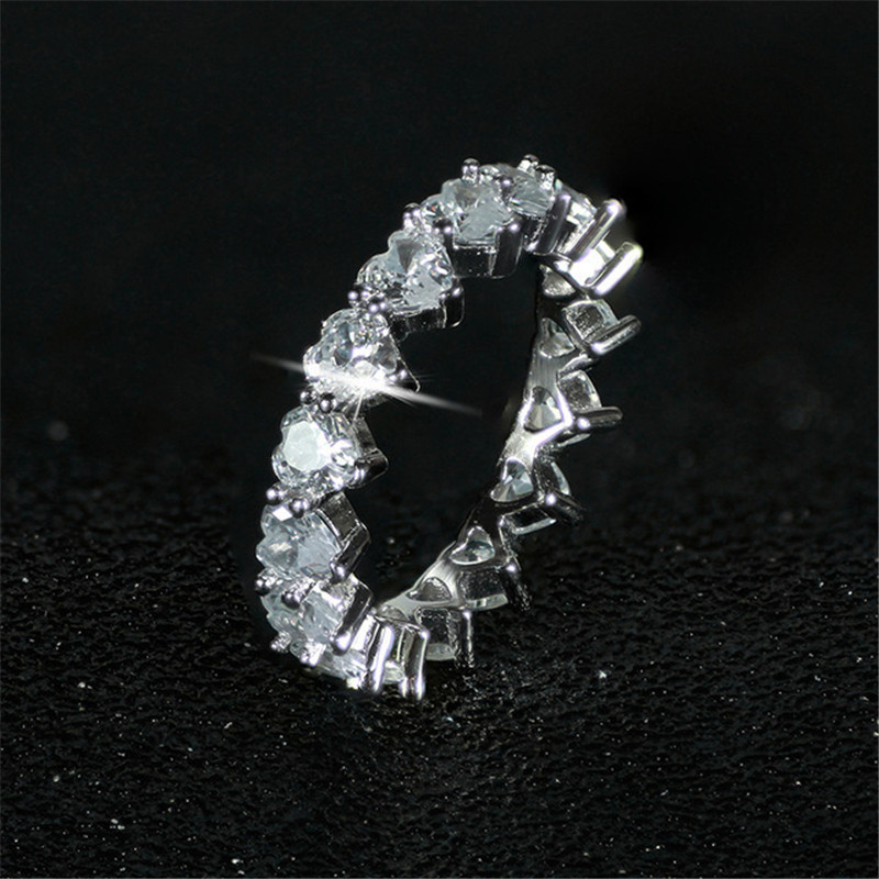 Princess CZ Diamond Eternity Womens Iced Out Wedding Engagement Ring For Women Vintage Fashion Jewelry