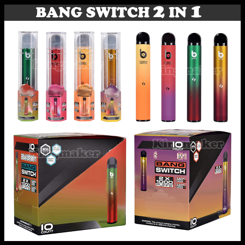 Bang Switch Pro Max E Cigarettes 2 IN 1 Disposable Vapor Starter Kit 2X1000Puffs Pods 2X500mAh Battery Pen 7ml Oil Device
Bang Switch Pro Max E Cigarettes 2 IN 1 Disposable Vapor Starter Kit 2X1000Puffs Pods 2X500mAh Battery Pen 7ml Oil Device