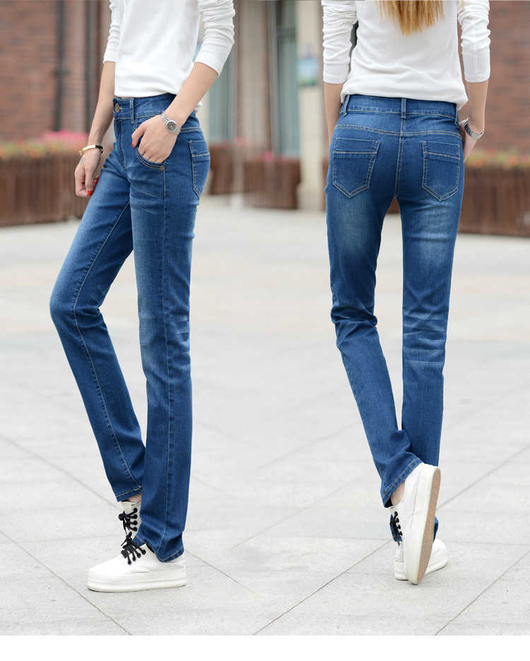 Lguc.H Women Straight Jeans Stretch Female Classic Pants Fashion Korean Trouser for Girls Jean Pantalon Femme Blue 26 34 XS 210809
