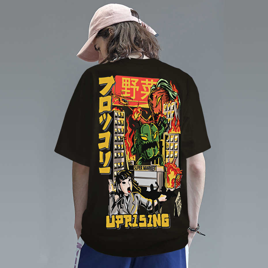 Men Hip Hop T Shirt Japanese Harajuku Cartoon Monster T-Shirt Streetwear Summer Tops Tees Cotton Tshirt Oversized HipHop 210629