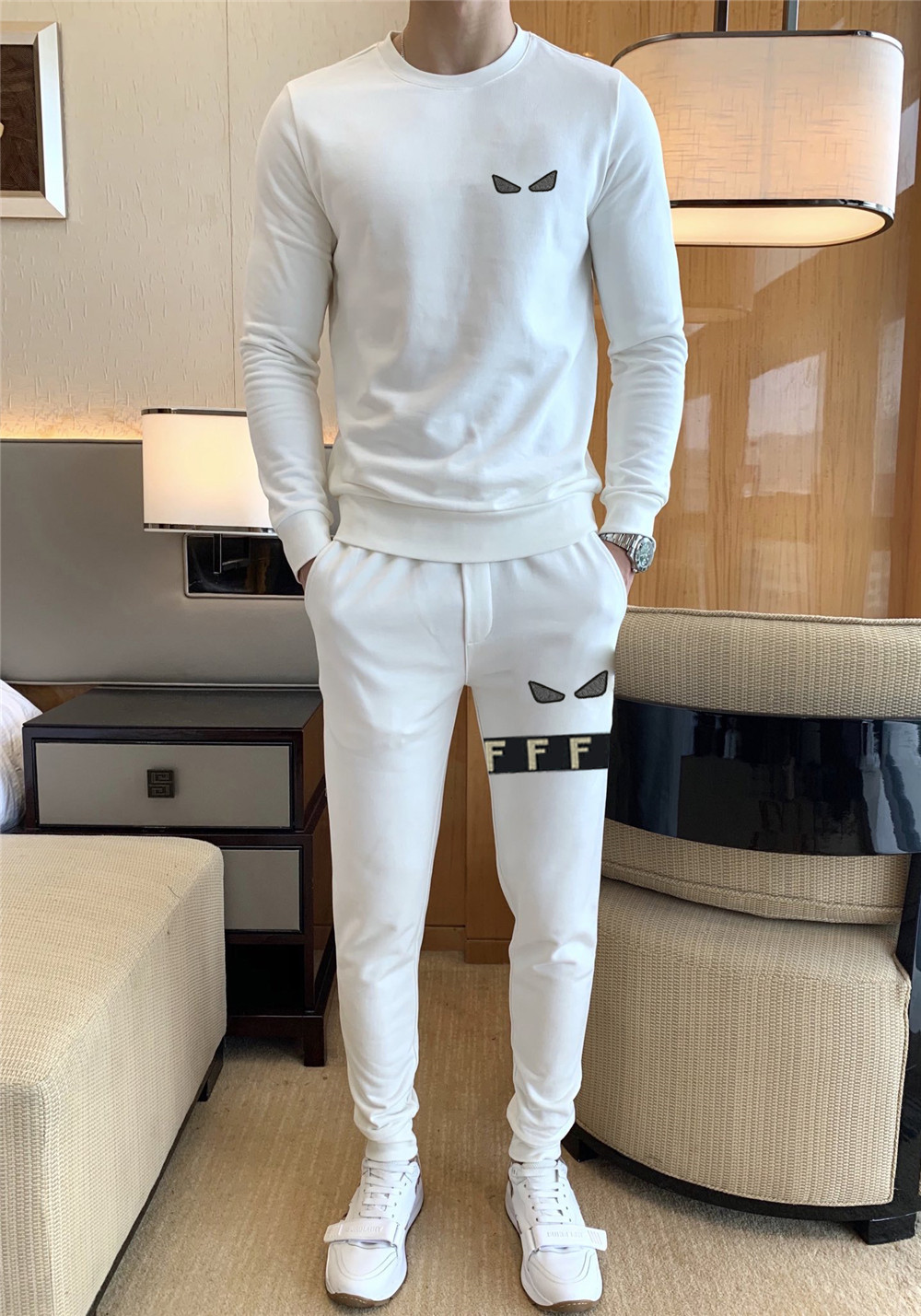 2021 Men's Tracksuits long sleeve suit Sports pullover leisure suits casual wear spring and autumn Sweater Unisex Top pants Asian size Contact me for more M-3XL#15, White
2021 Men's Tracksuits long sleeve suit Sports pullover leisure suits casual wear spring and autumn Sweater Unisex Top pants Asian size Contact me for more M-3XL#15, White
