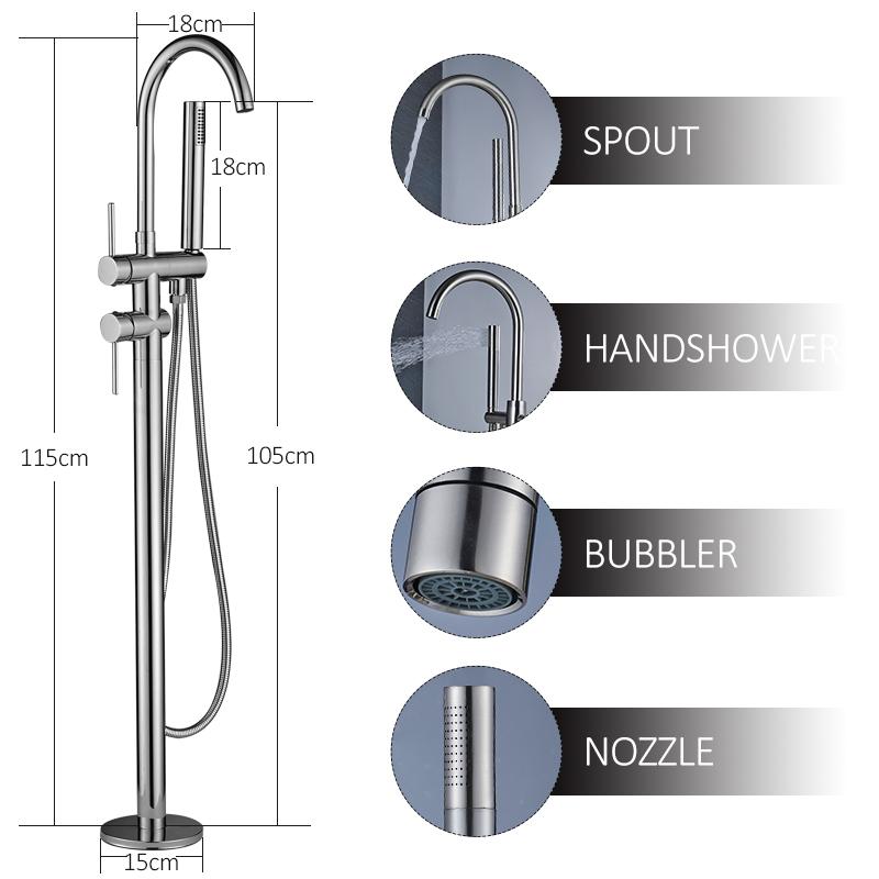 Vidric Vidric Chrome Bathtub Faucet 360 Rotation Chrome Floor Stand Faucet Single Handle Mixer Tap ABS handshower Bath Faucets
Vidric Vidric Chrome Bathtub Faucet 360 Rotation Chrome Floor Stand Faucet Single Handle Mixer Tap ABS handshower Bath Faucets