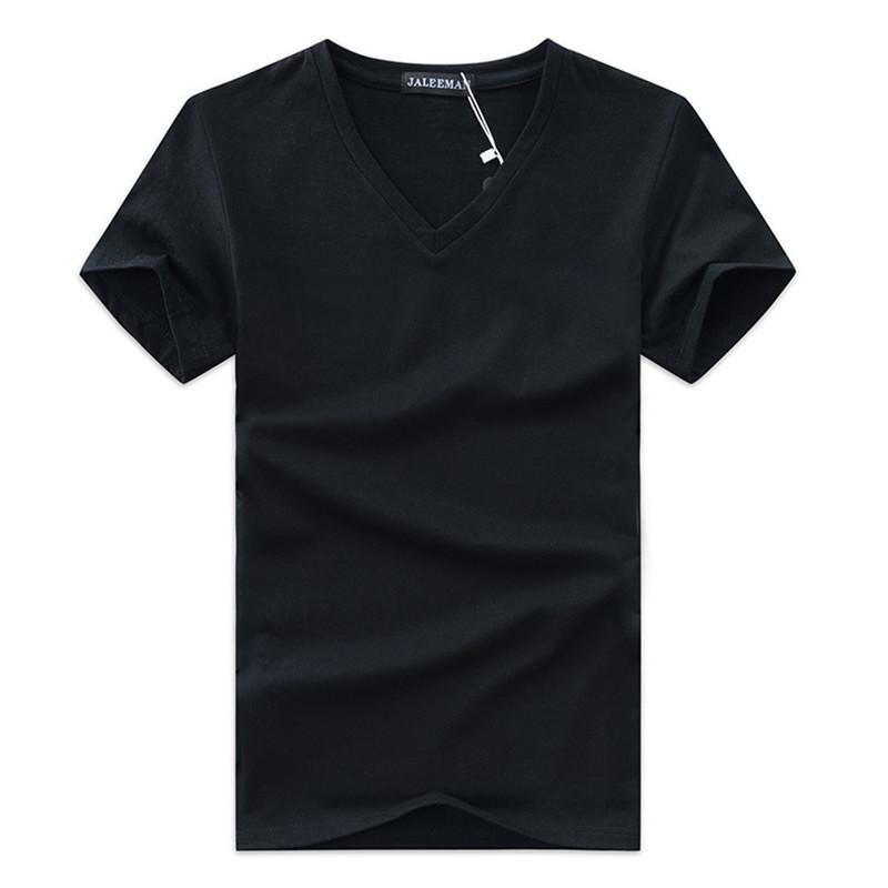 Men's V-Neck Slim Fit T-Shirt Casual Summer Short Sleeve Broadcloth Tee Tops Plus Size S-5Xl Green Gray Black Navy White B1