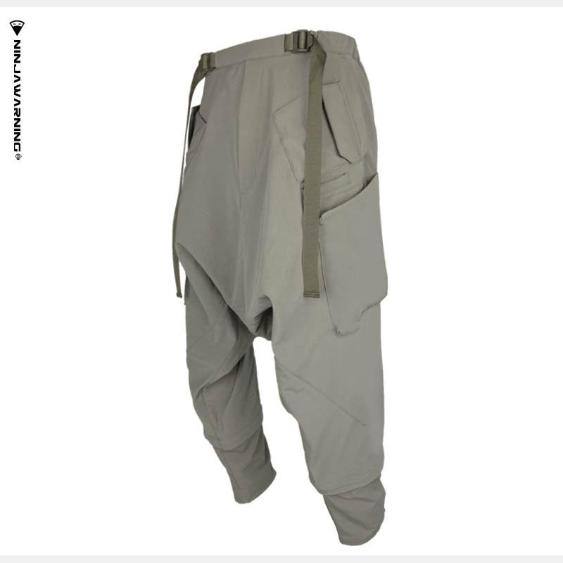 Men's Pants Ninjawarning Ultrawide Drawcord Convertable Cargo Drop Crotch Water Repellent Techwear Ninjawear Japanese Style