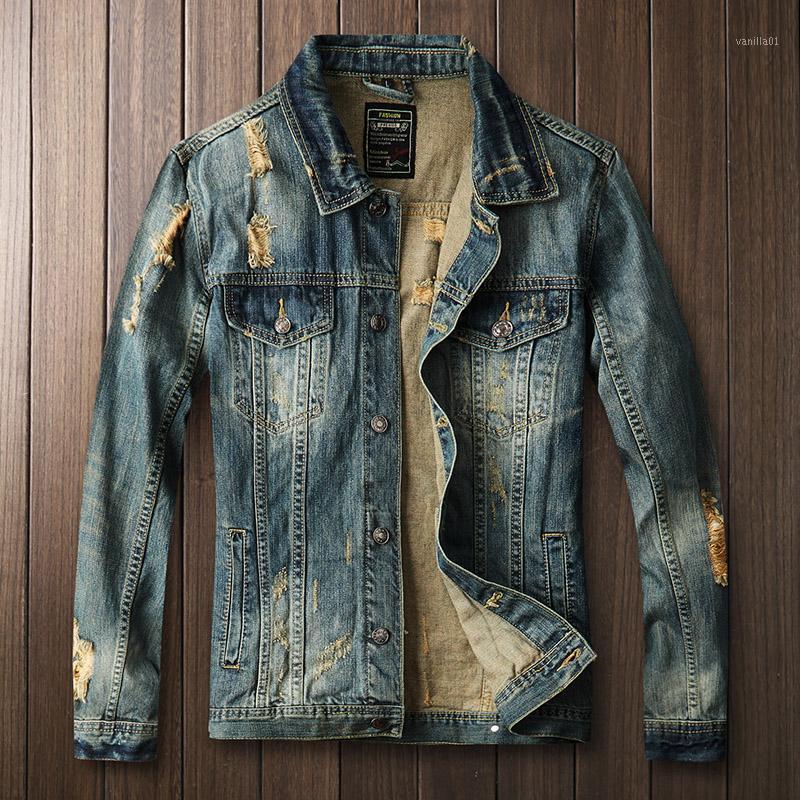 Men's Jackets Ripped Denim Jacket Tight Elastic Retro Distressed Water Wash Classic Pocket Design Slim Motorcycle Coat Spring Autumn, Blue
Men's Jackets Ripped Denim Jacket Tight Elastic Retro Distressed Water Wash Classic Pocket Design Slim Motorcycle Coat Spring Autumn, Blue