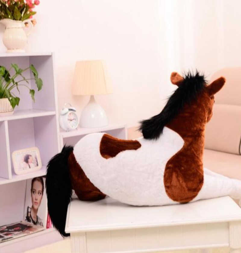 70*40cm Giant Stuffed Simulation Animal Horse Plush Toy Prone Doll Kids Children Birthday Xmas Gift Home Decoration 210728