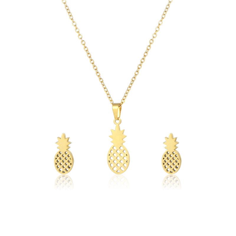 Earrings & Necklace Simple Stainless Steel Pineapple Pendant Femme Fashion Jewelry Set Women Classic Fruit Stud Wholesale, Silver
Earrings & Necklace Simple Stainless Steel Pineapple Pendant Femme Fashion Jewelry Set Women Classic Fruit Stud Wholesale, Silver