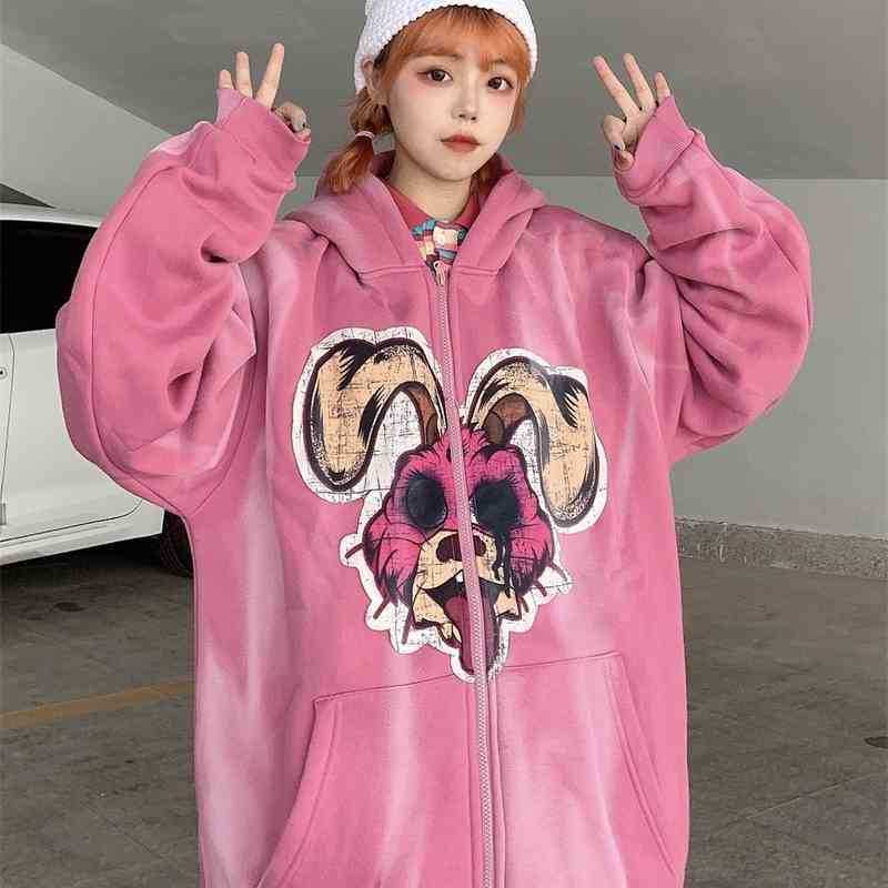 Wowac national tide graffiti violence rabbit hooded thickened cardigan for men women new autumn and winter street loose Plush, Red
Wowac national tide graffiti violence rabbit hooded thickened cardigan for men women new autumn and winter street loose Plush, Red