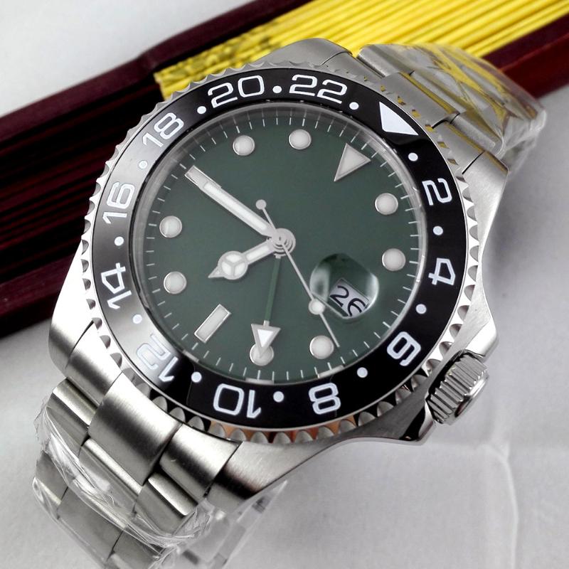 Wristwatches 40MM Sterile Green Dial Sapphire Glass Date Luminous Black Ceramic Bezel Steel Bracelet GMT Automatic Movement Men's Watch, Glass case back
Wristwatches 40MM Sterile Green Dial Sapphire Glass Date Luminous Black Ceramic Bezel Steel Bracelet GMT Automatic Movement Men's Watch, Glass case back