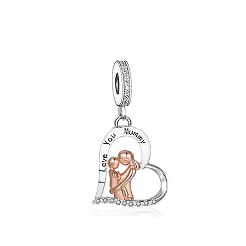 Fit Original Charm Bracelet Necklace 925 Sterling Silver & Rose Gold Dad Mummy Baby Family Forever Love Heart Dangle Beads For Making Women Anniversar